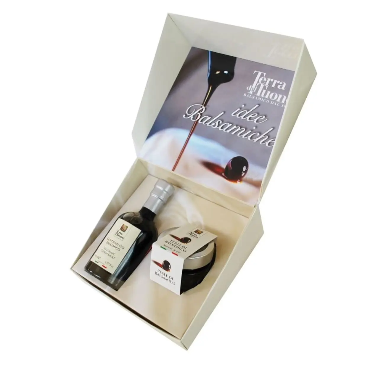 Специальная подарочная коробка с высококачественными бальзамическими приправами 100 мл и бальзамическим уксусом из жемчуга Modena 50 г