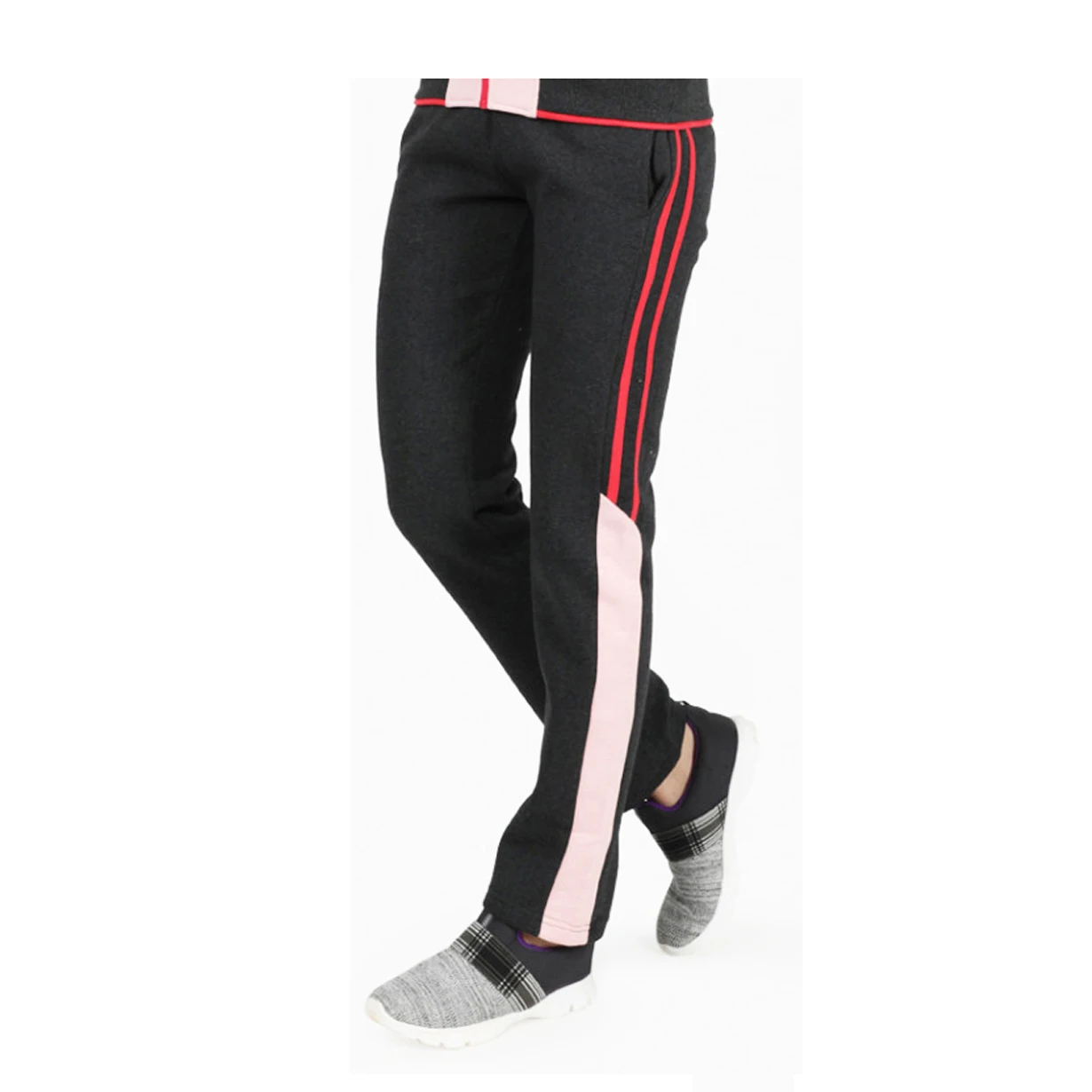 Женский спортивный костюм с воротником-стойкой пиджак длинными рукавами и ребристыми манжетами брюки до щиколотки застежкой-молнией