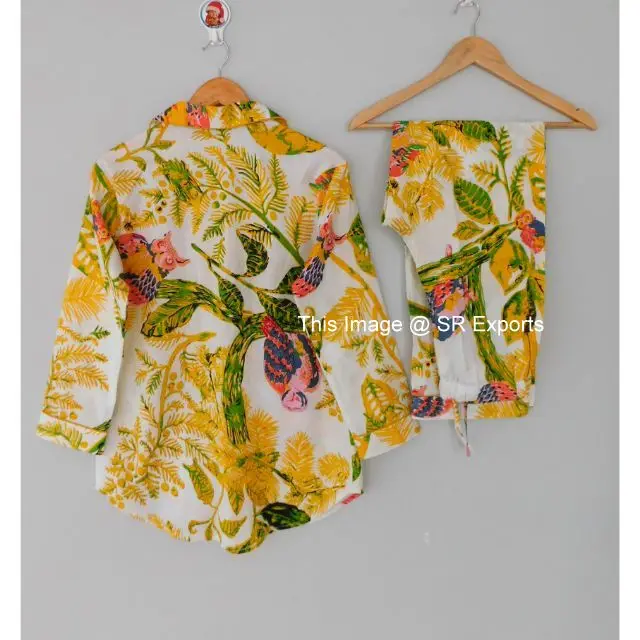 Casual bridesmaid sleepwear set nightsuit dress summer night wear dress women shirts pajamas dress bohemian cotton matching sets