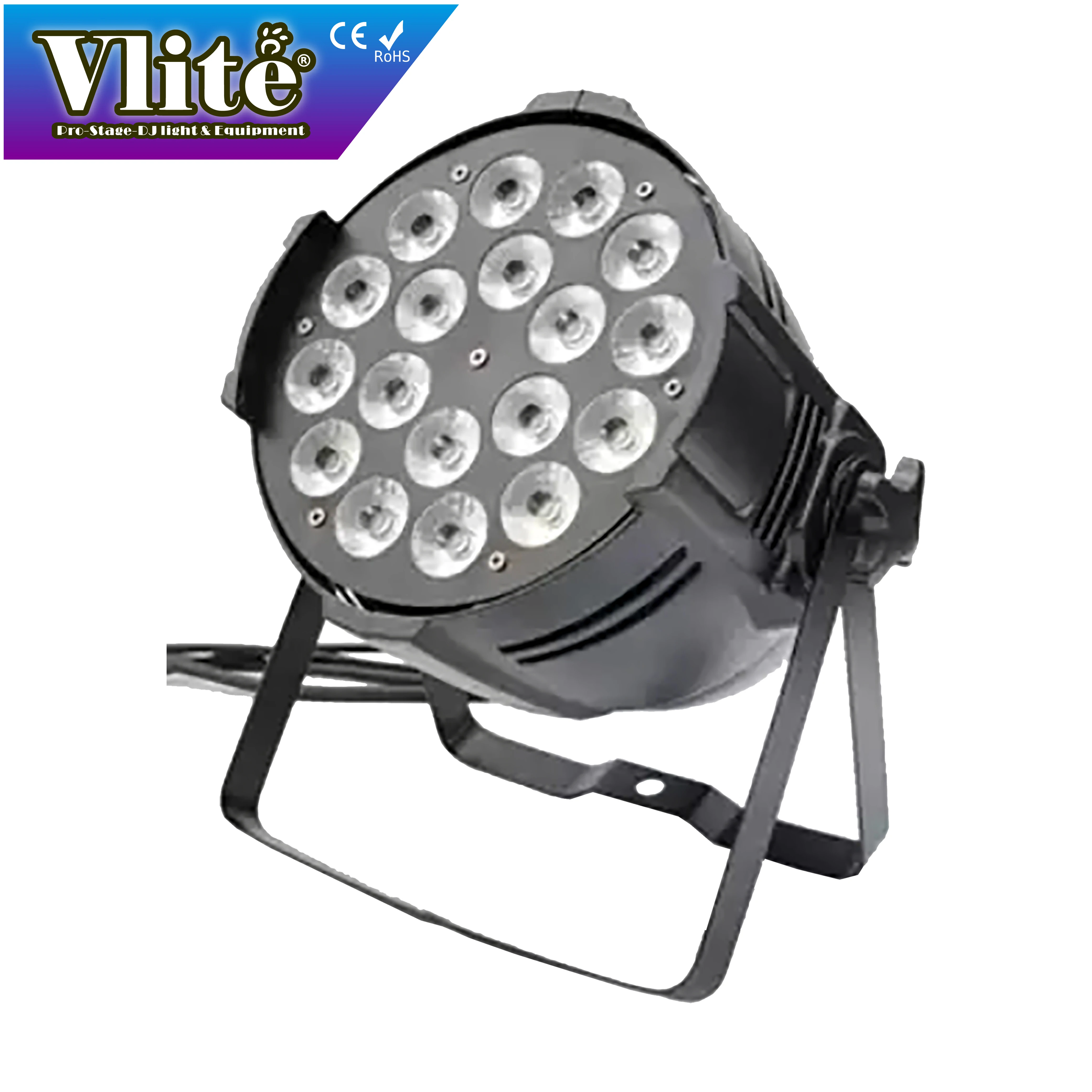 18 x 10W 5-in-1 LED PAR Spotlights RGBWA UV White Projection Lights with Wireless DMX Control for Hotel 12V Power