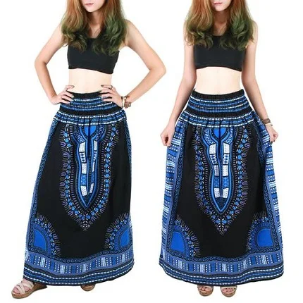 Manufacturer Exporter Supplier Long Maxi Skirt Elastic Waist Ankara Skirt African Ethnic Dashiki Print Skirt