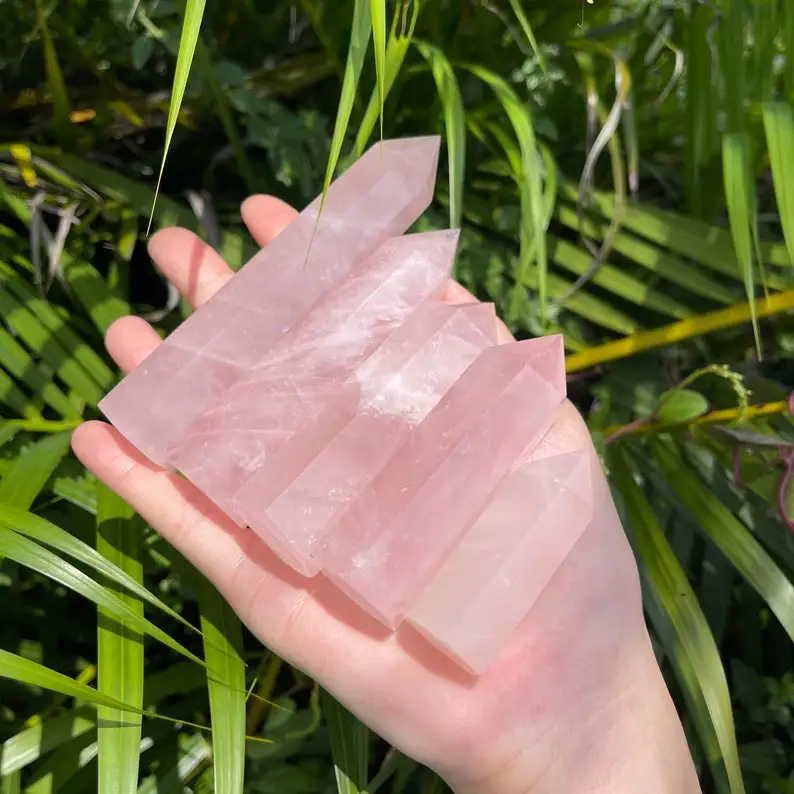 High quality  Rose Quartz Tower Rose Quartz Wand High Quality Rose Quartz Point  Crystal Tower Point Healing Stone