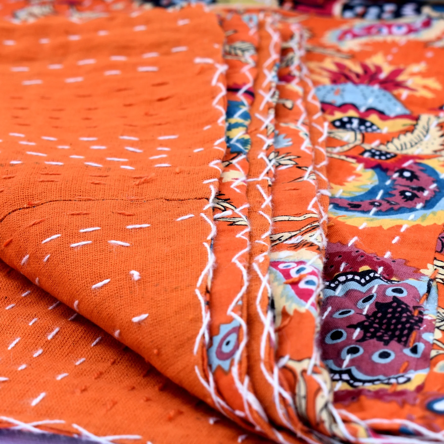 Hot Selling Indian High Quality Floral Printed Pure Cotton Blanket Handmade Kantha Quilt Wholesale