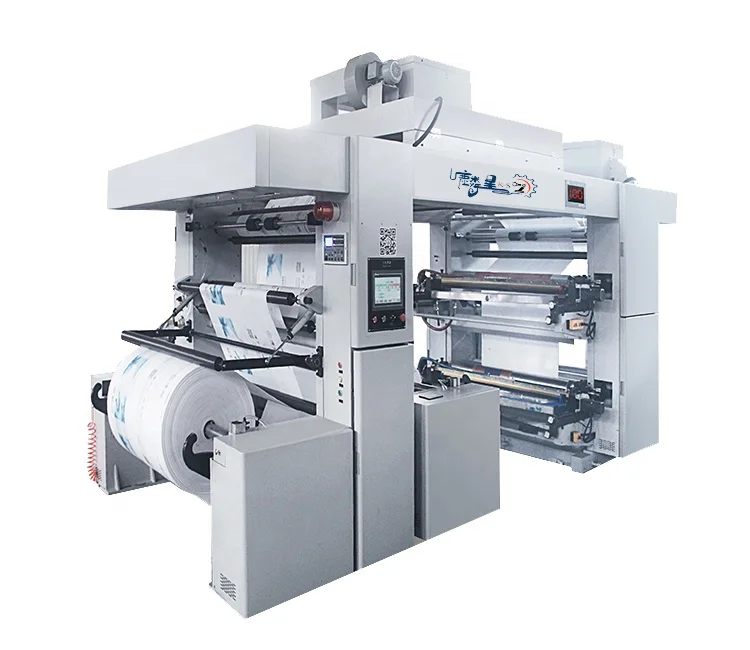 4 Color Plastic Bag Flexo/Flexographic Printing Machine with Double Winder