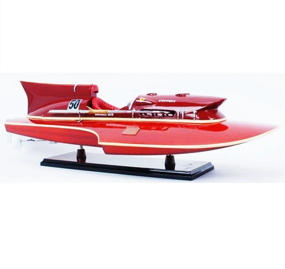 Модель корабля FerrariHydroplane окрашенная вручную 50 см деревянная Реплика с Выставочной стойкой коллекционная Декор подарок оптовая продажа