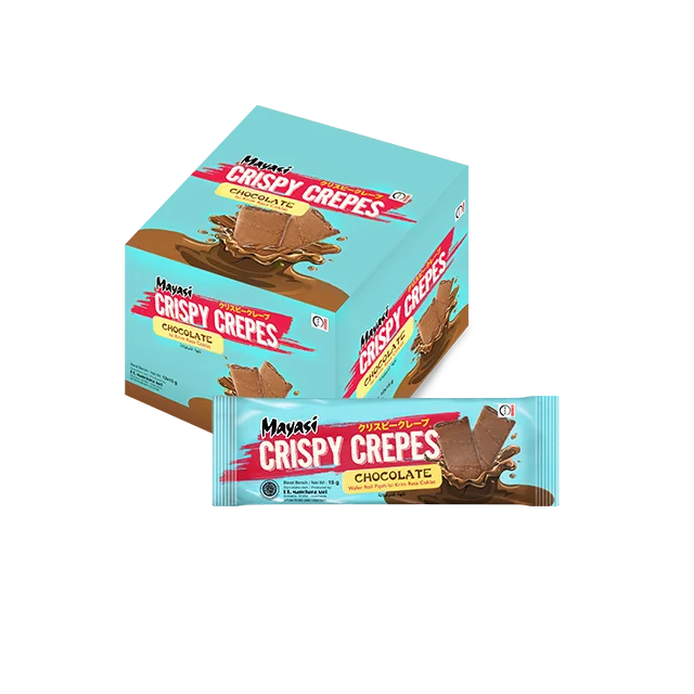 
Top Quality Wafer Roll Thin Snack Mayasi Crispy Crepes 15 gr Chocolate Flavor 