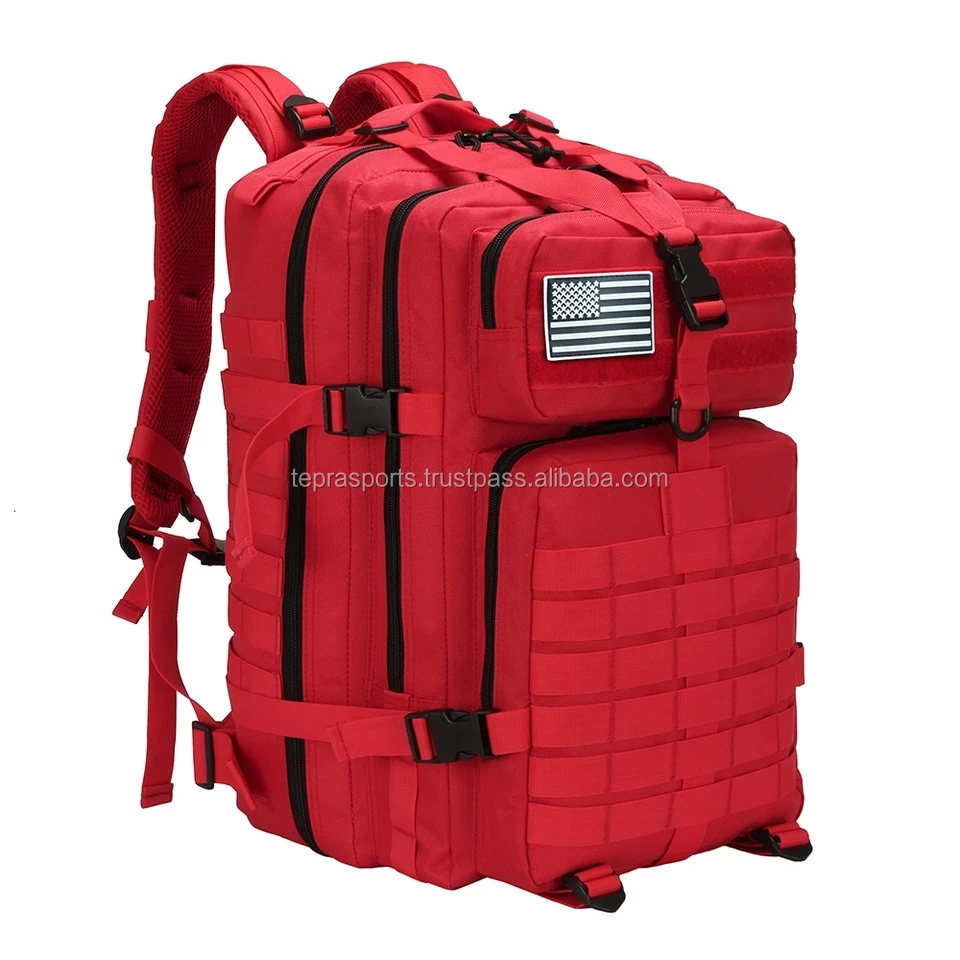 
RED Color Men Army Military Tactical Large Backpack Waterproof Outdoor Sport Hiking Camping Hunting 3D Rucksack Bags For Men 