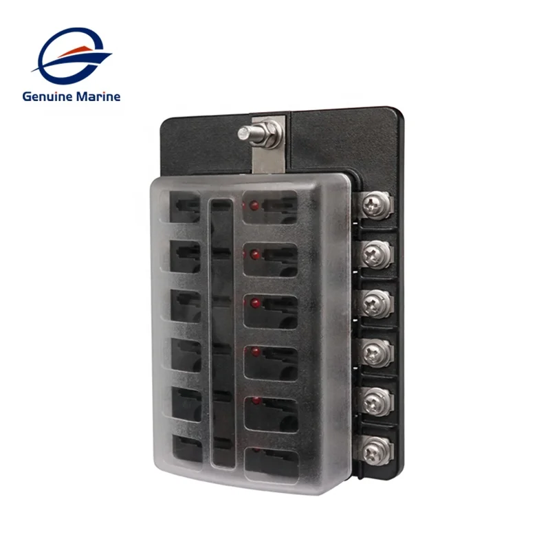 Genuine Marine Waterproof DC Fuse Box 12 Way Circuit With Cover For Car Marine Boat Fuse Blocks Fuse Holder