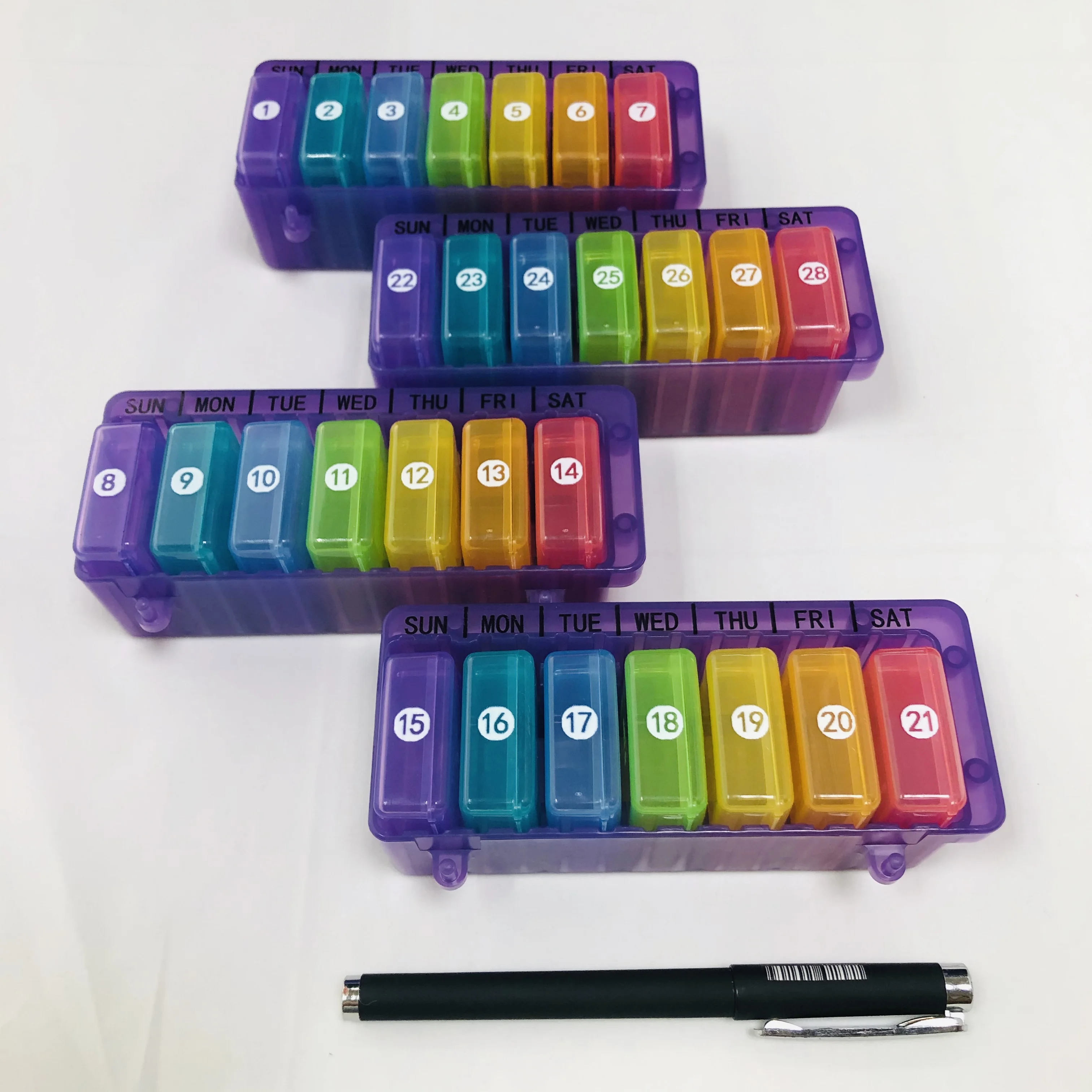 Portable Monthly Pill Organizer Box 28 Container With Pill Counter Tray