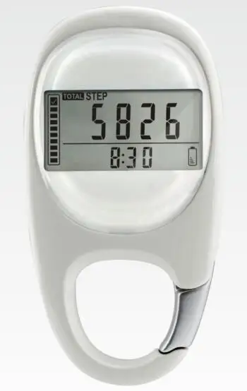 3D Sensor Multifunction Carabiner Pedometer with Goal Tracker and Memory bulti-in Clip 10 Step Error Step Correction