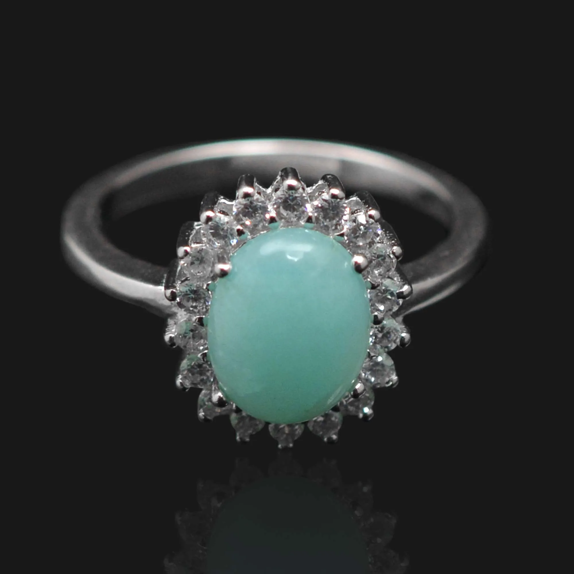 Factory price jewelry wholesale Natural Amazonite 925 Sterling Silver Pendant Necklace Ring Earring Jewelry Set For Women