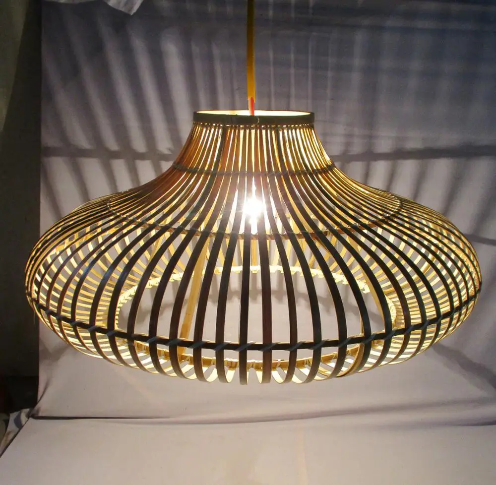 Vietnam Large LED Ceiling Lamp with Rattan Pendant Shade Metal and Plastic Base for Living Room or Hotel