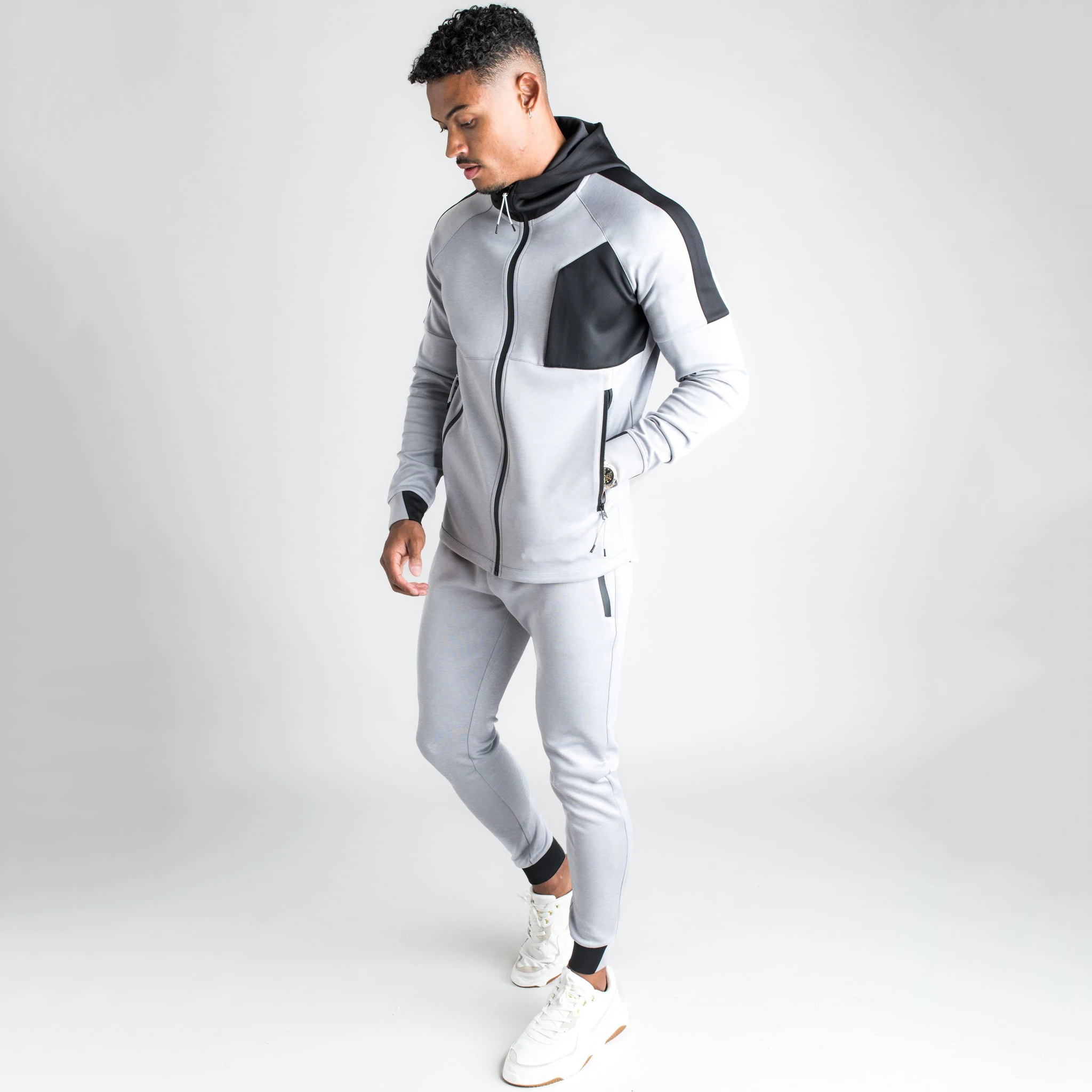 2022 New style Men 2 Piece Tracksuit Set Athletic Full Zipper Sweat suit Outfit Jogger Running Sport Set Street Wear