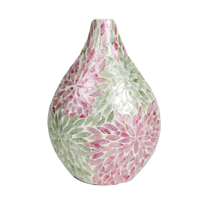 Flora set vase decor mother of pearl inlay flower vases brown capiz shell vase high quality wholesale