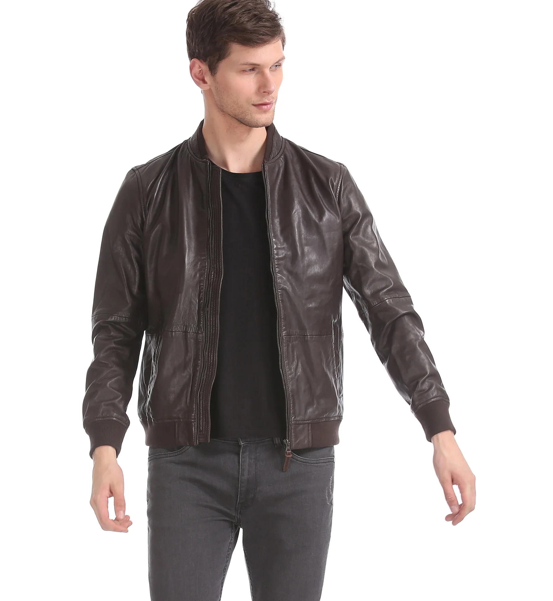 Wholesale Price High Quality Autumn Winter Button UP Mens Faux Leather Jackets / Perfect Classic Winter Goat Leather Jackets