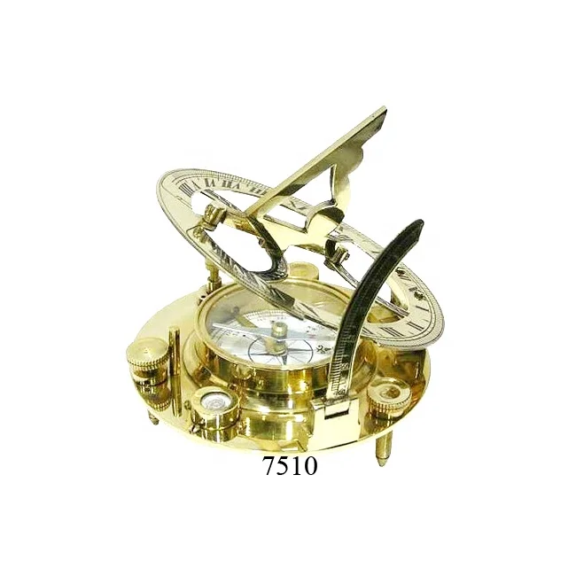 Nautical Brass Folding Sundial Compass With Spirit Level nautical supplies marine compasses for sale