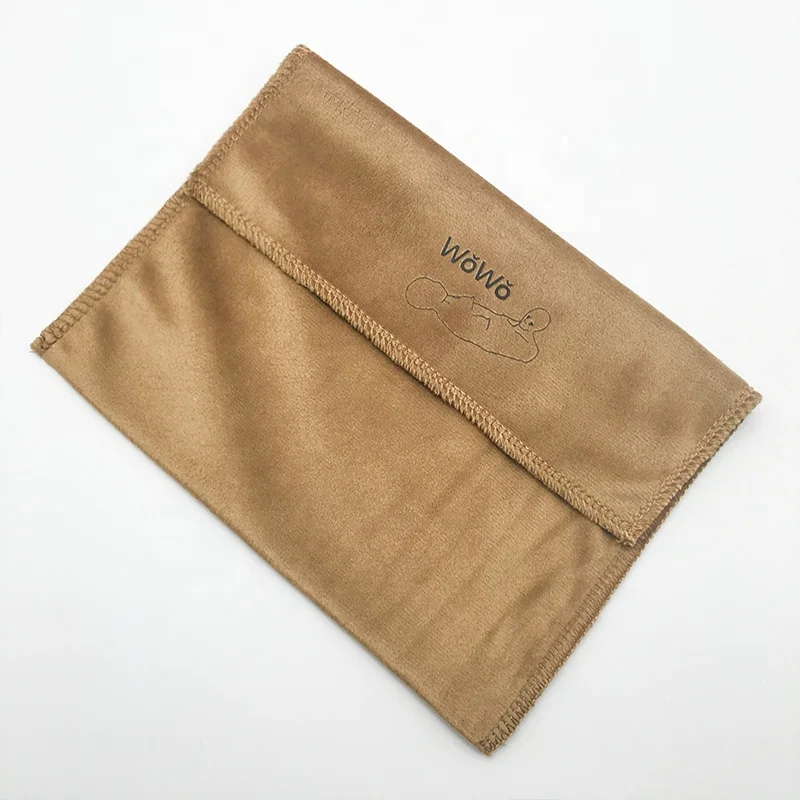 Custom logo printed brown velvet envelope bag Soft velvet envelope dust bag