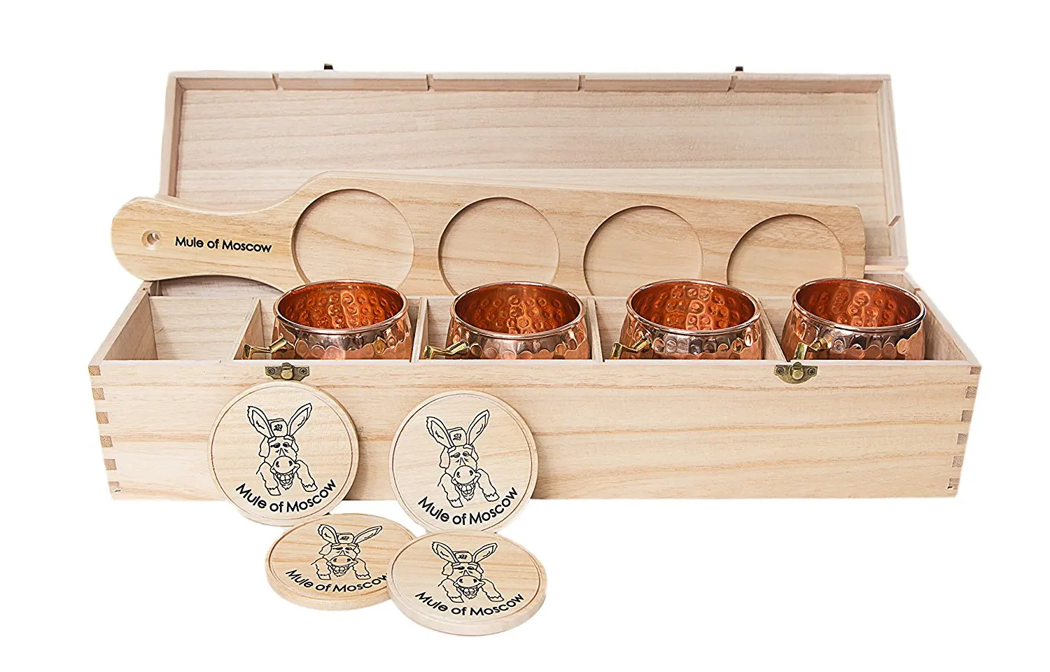 Moscow Mule Copper Mugs - Set of 4-100% Handcrafted Pure Solid Copper Mugs - 16 Oz Gift Set with Copper Straws, Jigger