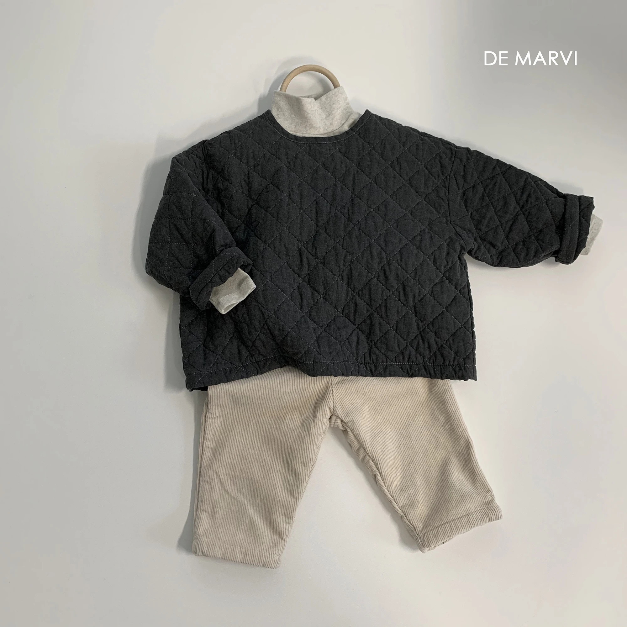 DE MARVI Kids Boys Girls Quilted Pullover Children Toddler Shirts Sweater Cardigan Clothes Wear OEM Wholesale MADE IN KOREA