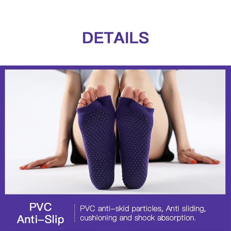 Factory Direct Open-toes Women Compression Yoga Sport Silicone Dots Grips Non Slip Floor Yoga Socks
