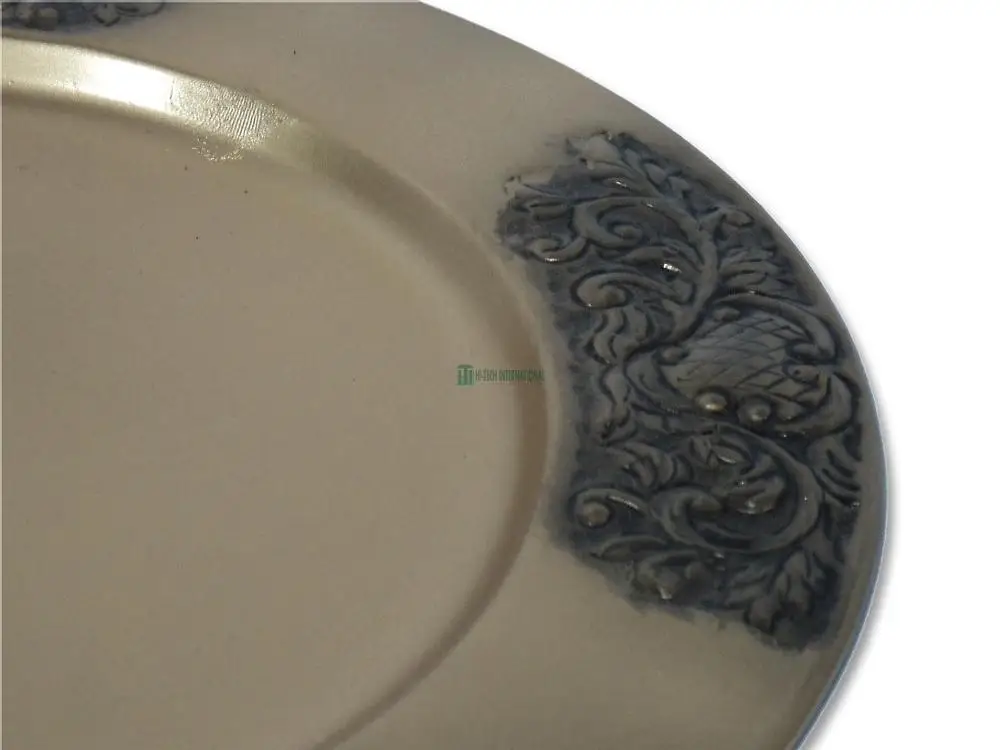 Charger Plates - Metal - Iron - Tin - Round - Gold Color - Antique - Under Plate - Dishes - Handmade -Hi-tech International