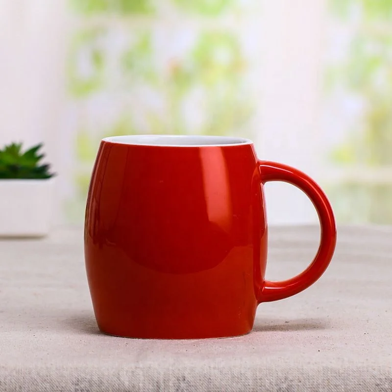 handmade ceramic  Color glaze wine barrel type ceramic mug with lid creative mug customized student coffee cup Customized