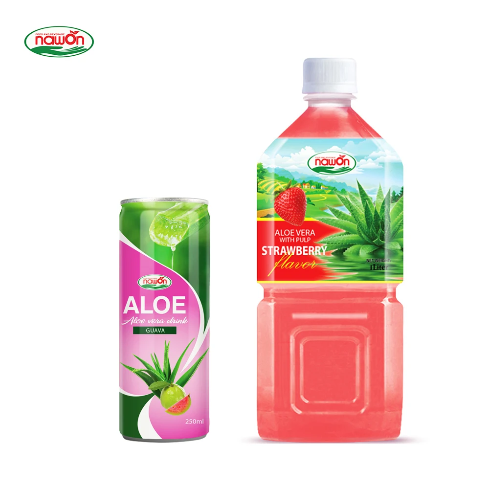 250 Can Tinned Aloe Vera Drink with Pulp Aloe Guava Flavor and Strawberry Bottle Juice Can (tinned) Kosher Normal HACCP BOX GMP (1600104805311)