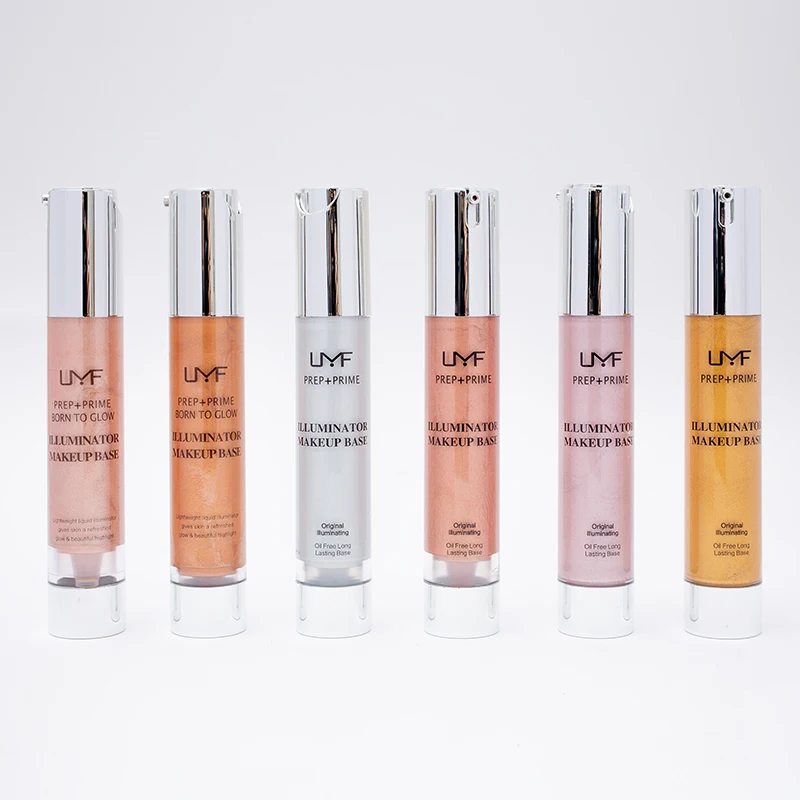 Face Illuminating Custom Cosmetic Bottle Liquid Highlighter Pump Tube Private Label Makeup Glitter Liquid Highlighter Stick