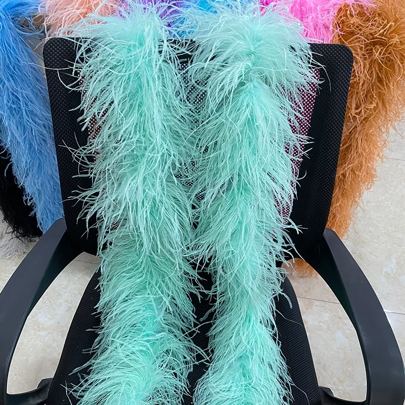 Factory Wholesale Clothing Made of Feathers Black Ostrich Feather Boas Scarf For Fashion Show And Ballroom Dress