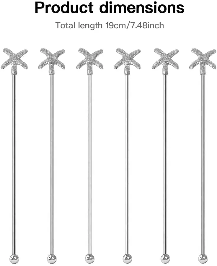 Multi Size Multi Design Aluminum Coffee Beverage Stirrers Stir Cocktail Drink Swizzle Stick Metal Top For Home Hotel and Bar.