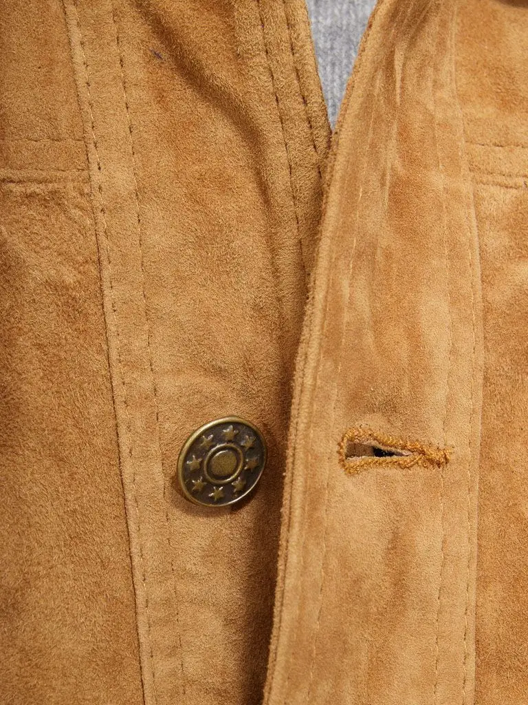 Mens 100% Leather Casual Fitted  Western Trucker Jacket Available in Leather or Suede Finishing