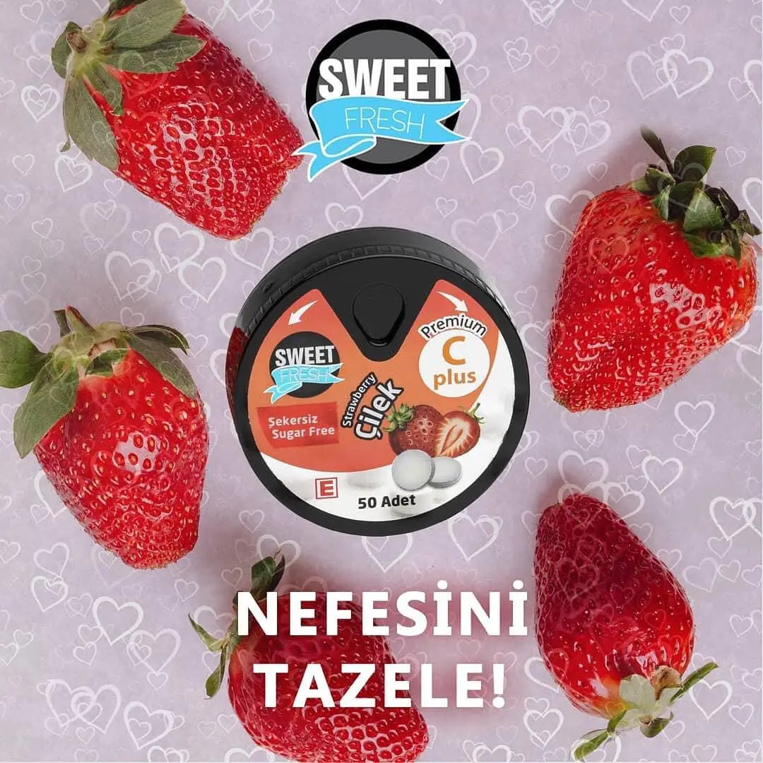 Super Tasty Sugarfree tablet sweet fresh removing bad breath sweetener tasty nice flavored Strawberry Vitamin C