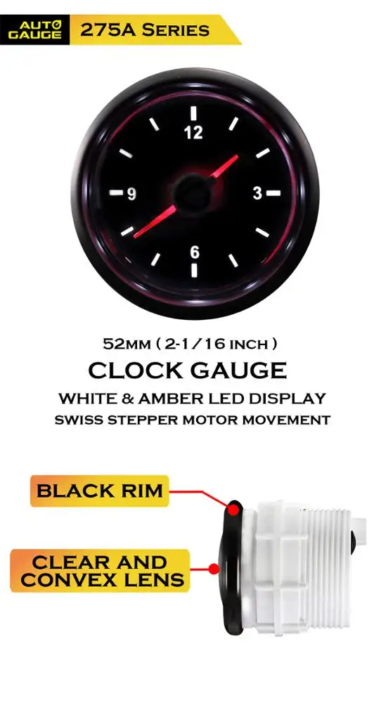 52 мм 12 часов с регулировочной кнопкой, Электрический измеритель времени