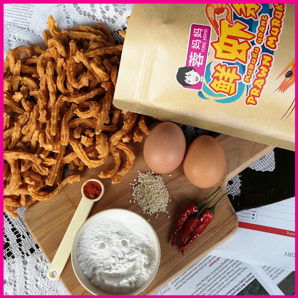 
No Spicy HALAL Mild Ocean Flavor Prawn Muruku Customized Seafood Murukku Kerupuk Keropok Udang Shrimp Crackers Kid Snack 