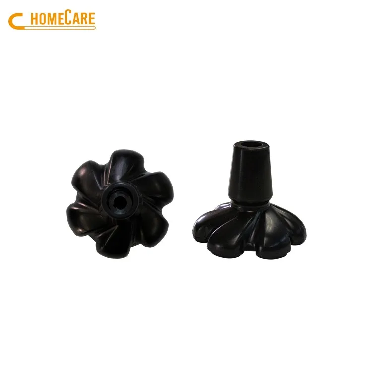 Black rubber special flower design walking offset cane stick tip