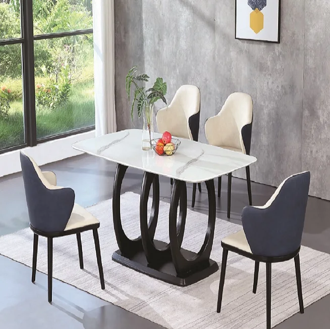 Черный обеденный стол, каменная столешница, мрамор, прямоугольник, мебель для гостиной,