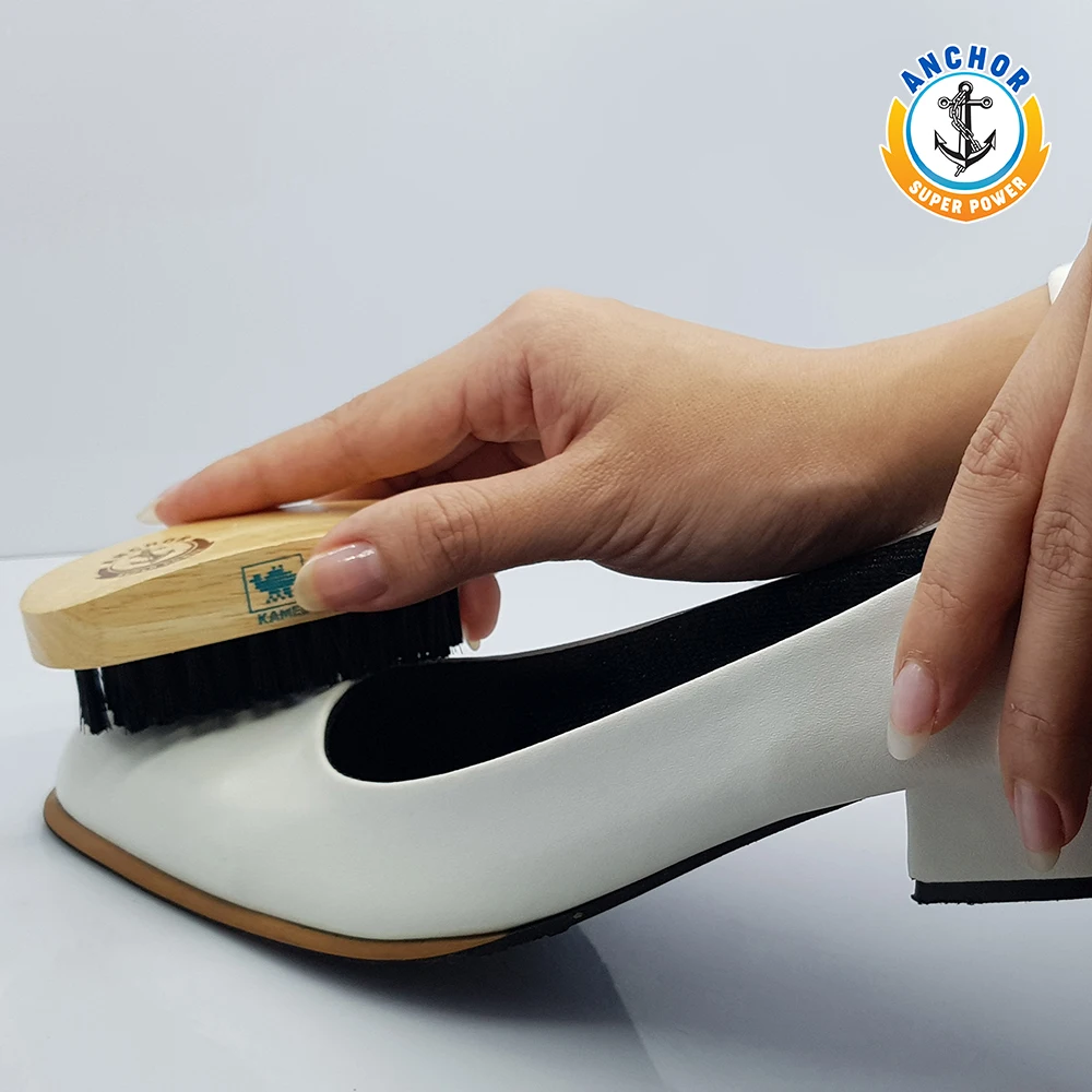 НОВАЯ щетка для чистки обуви с якорем маленькая блестящая деревянная прочной X-образной щетиной