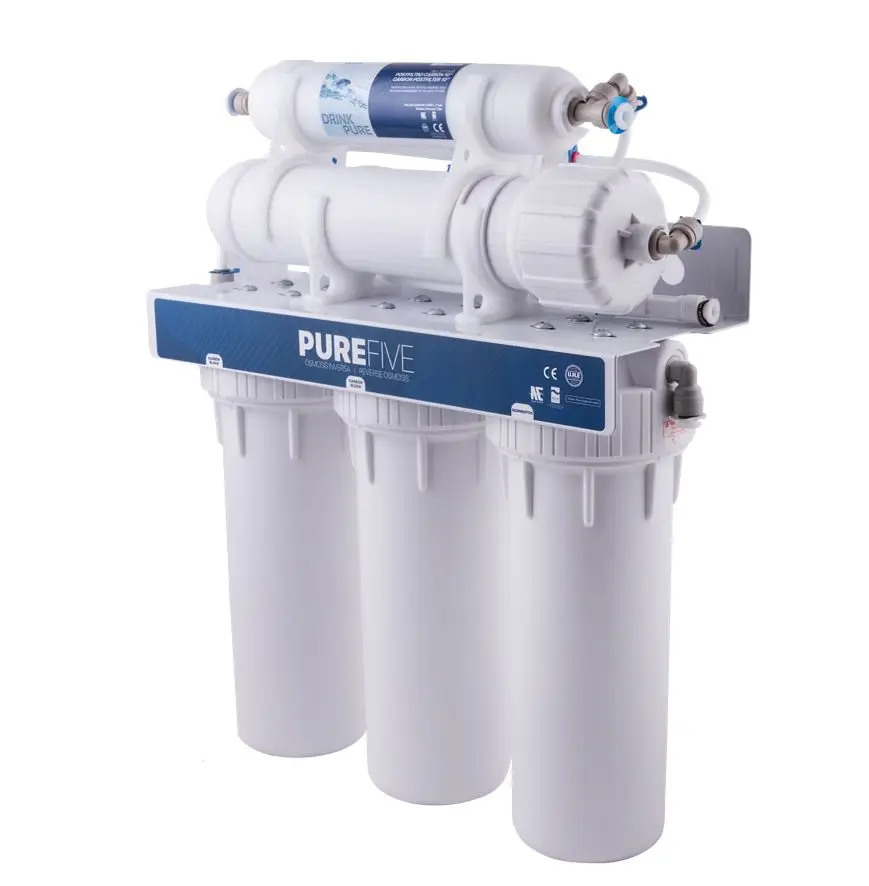 High production 5 Stages reverse osmosis 75GPD with external 5L tank without pump for home, offices, kitchen