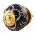 Handmade Decorative Black Ceramic Floral Drawer Knobs Dresser Cabinet Pulls Kitchen Cupboard Door Handles Low Price Wholesale