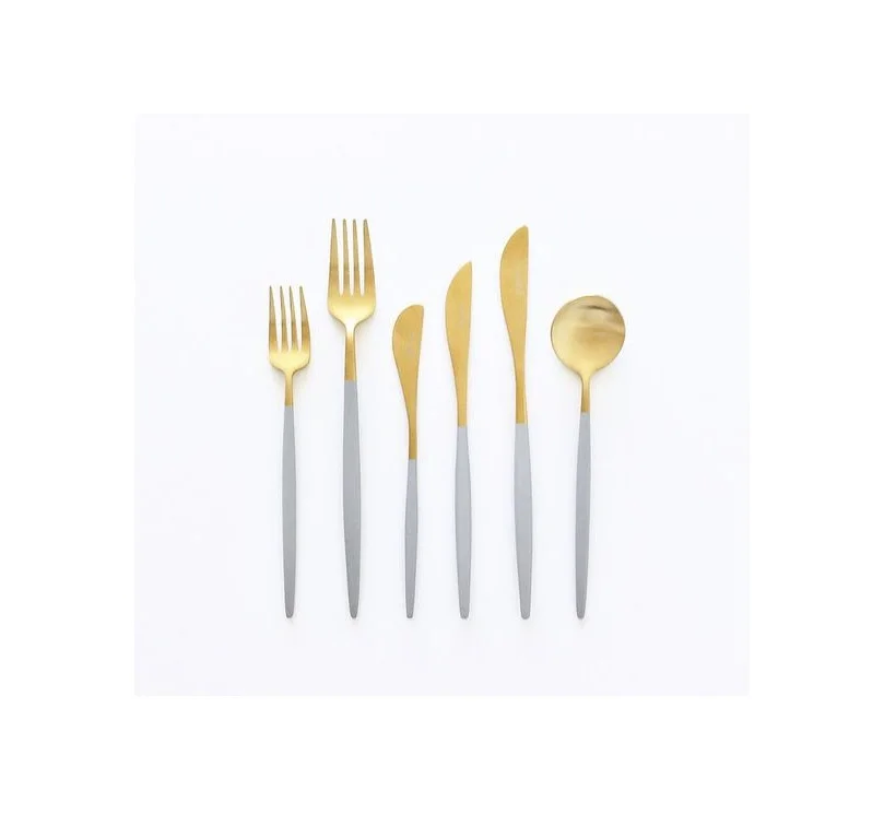 Latest Gold plated Set Of 6 Metal Cutlery in New Style Metal flatware handmade metal Spoon and Fork in Wholesale price