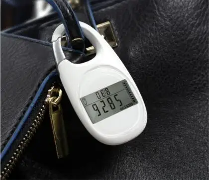 3D Sensor Multifunction Carabiner Pedometer with Goal Tracker and Memory bulti-in Clip 10 Step Error Step Correction