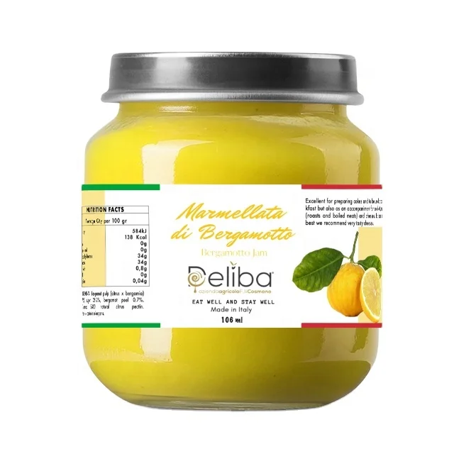  Authentic Italian Bergamotto di Reggio Calabria PDO Jam Glass Jar 106 ml for