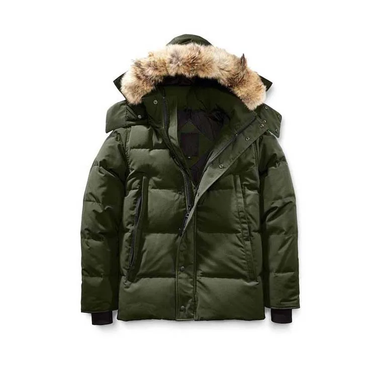 Raccoon Fur Wolf Fur Puffer Gose Down Filled Quilted Detachable Removable Hood Mens Canada Parka Down Coat Jacket