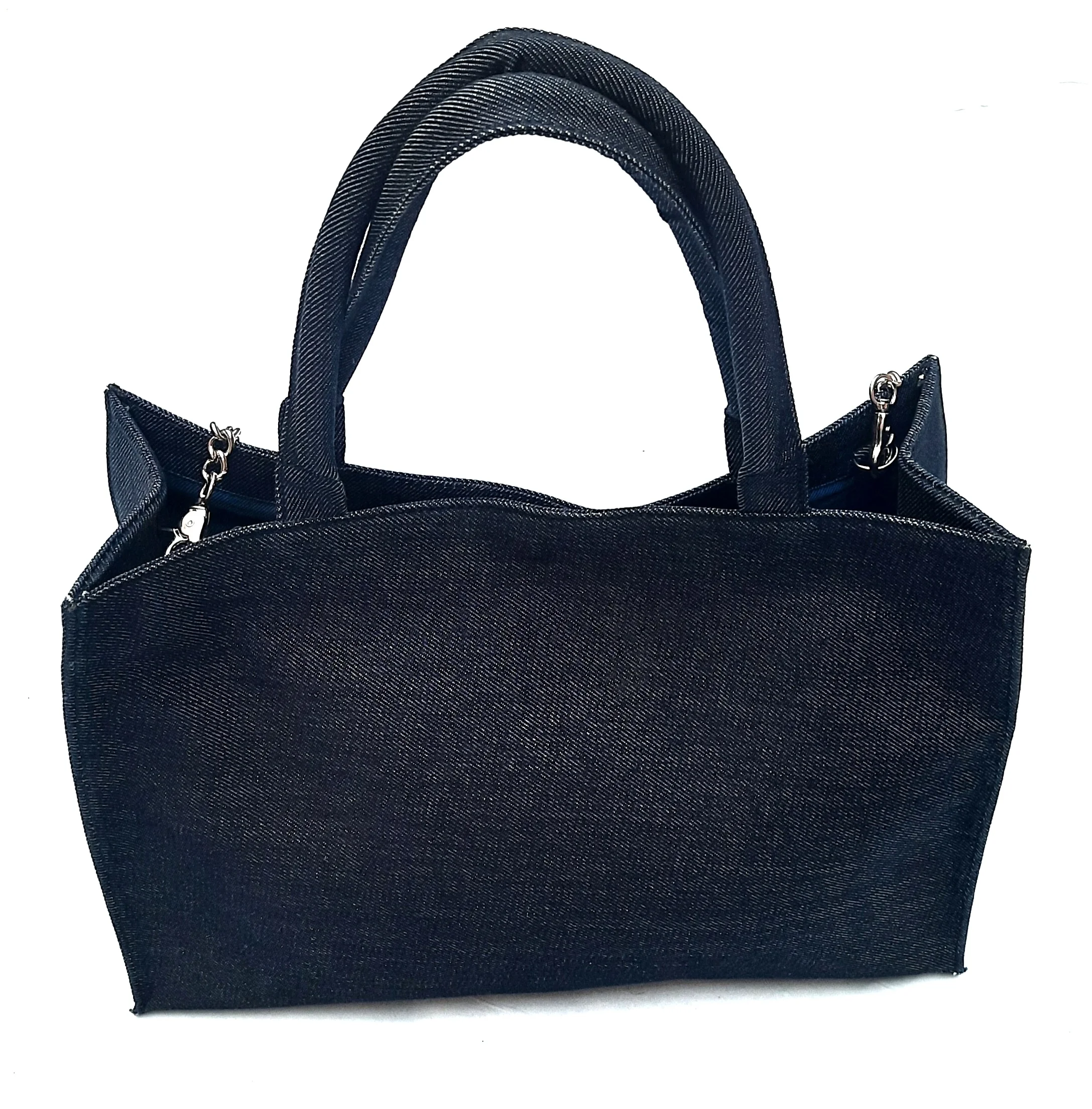 Modern Embossed Logo Blue Jeans Denim Women Handbag Large Messenger Ladies Shoulder Tote Bags Long Chain & Strap Washable Bags