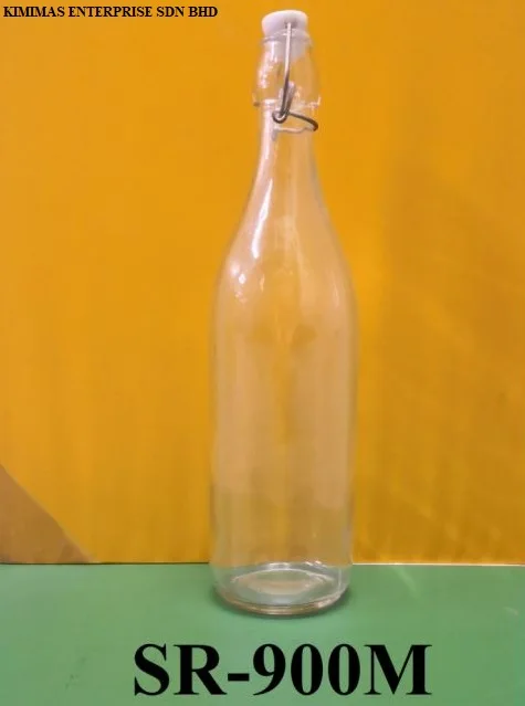 Airtight glass bottle with tight closure 900ml