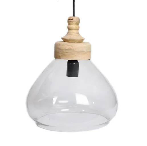 MODERN GLASS PENDANT LAMP , WOODEN CEILING LIGHT