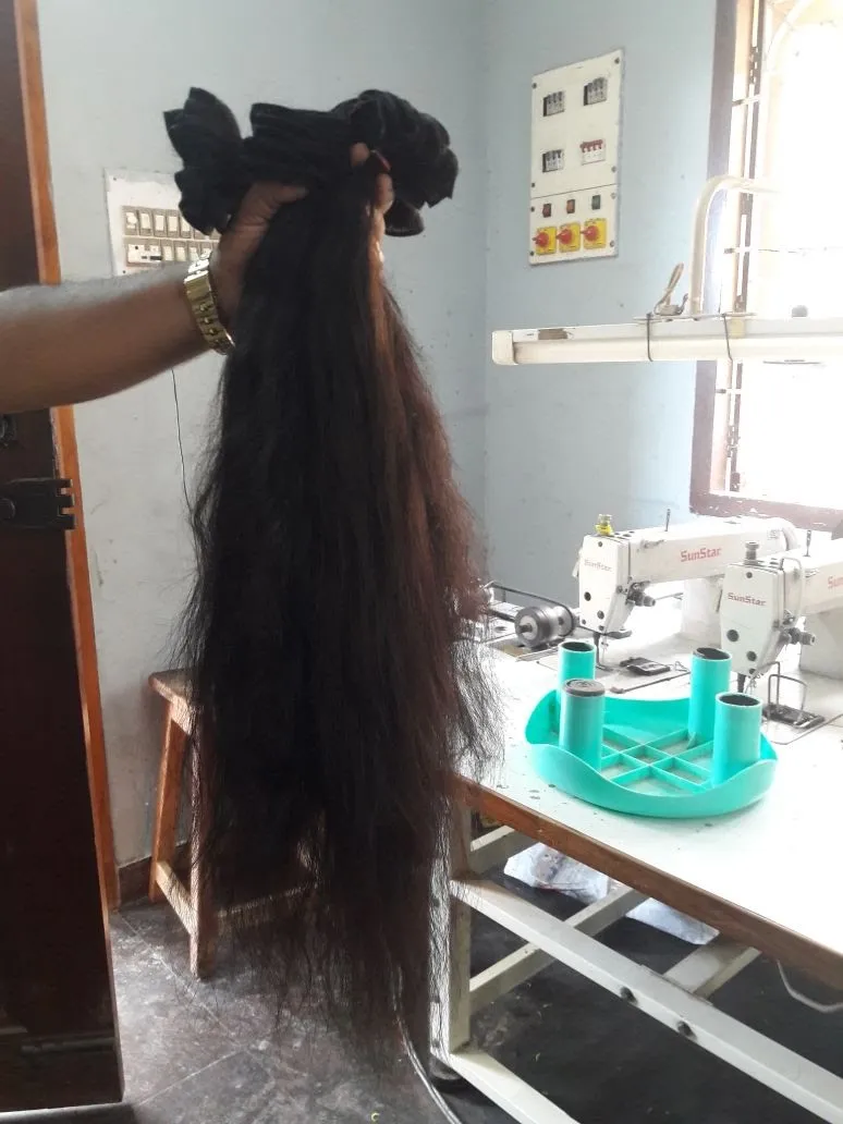 Unprocessed Raw Indian Temple Hair Natural Remy Hair Indian Hair  machine weft wavy bundles