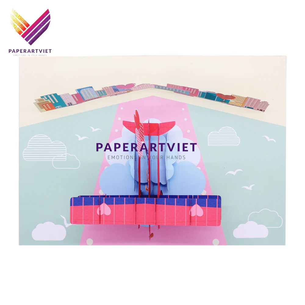 Love Bear and Biplane 3D Pop up Card, Greeting Card, Greeting Card Printing | Paper Art Viet