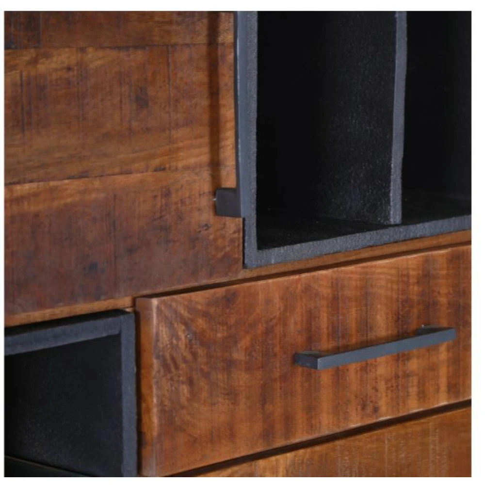 Luxury Acacia living room cabinets Solid Wood furniture wardrobes With metal frame storage boxes And storage drawers For home