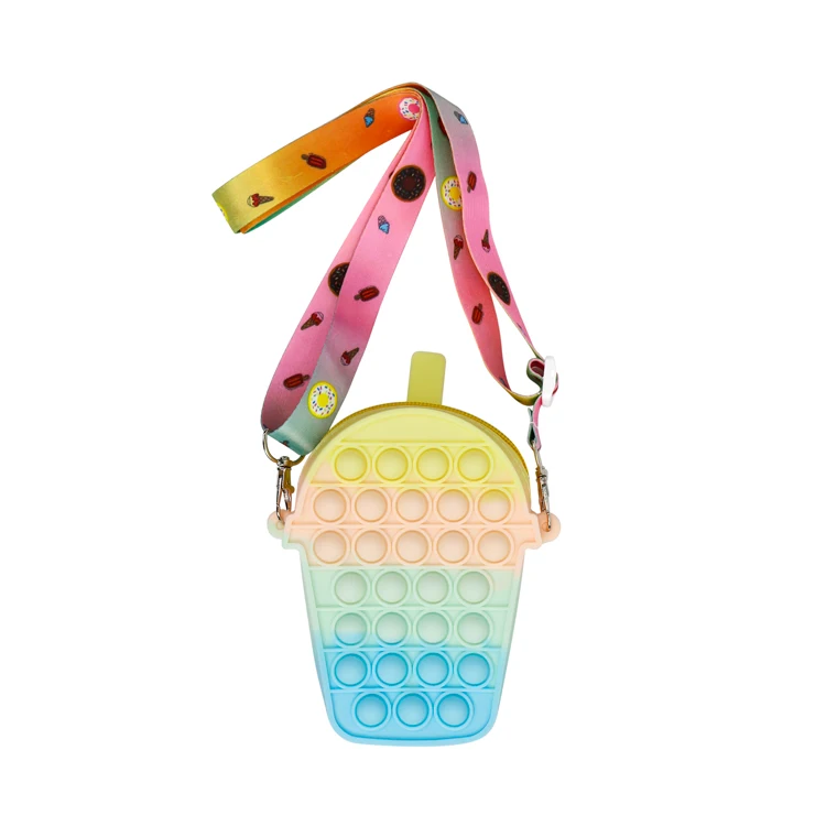 amazon hot sale pop push crossbody bag, fidget toy stress relief purse wallet bag, pop it stationery bag organizer for school
